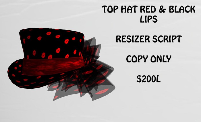 TOP HAT BLACK & RED LIPS