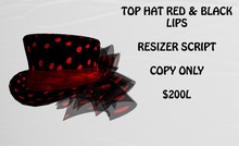 TOP HAT BLACK & RED LIPS