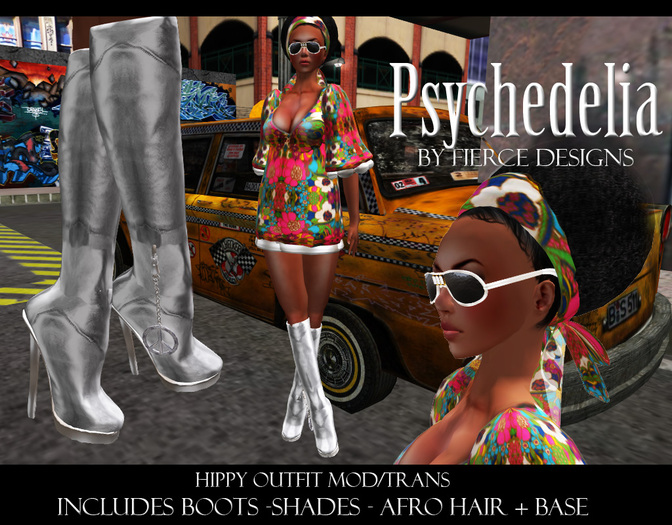 ::FIERCE DESIGNS:: Psychedelia Womens hippy costume :: Includes FREE $25L Store card::
