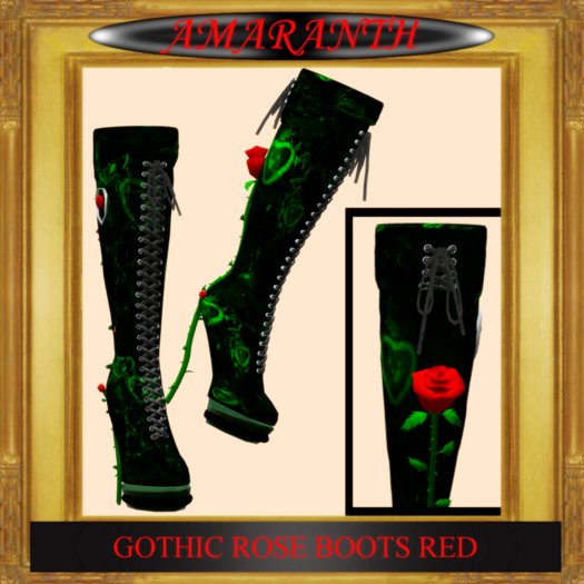 AMARANTH - Gothic Rose Boots Red