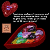 Heart shaped box with candy hearts