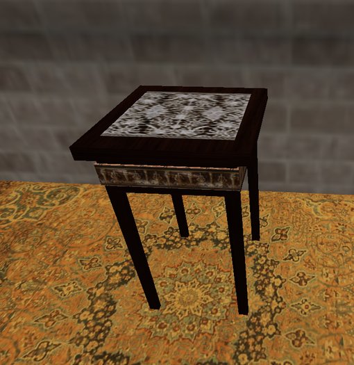 Boxed Slim Walnut Table with Lace Doily SLM