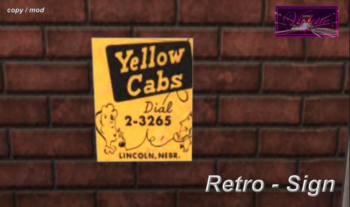 Yellow Cabs dail retro sign