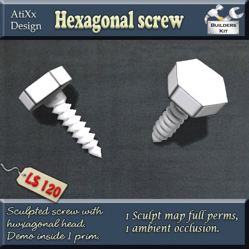 Sculpted Hexagonal Screw (full perms)