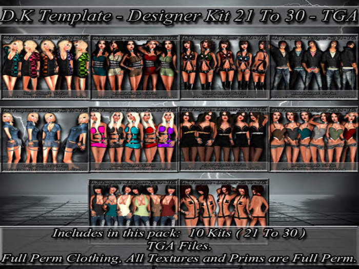 D.K Template - Designer Kit 21 To 30 - TGA ( Save 25% )