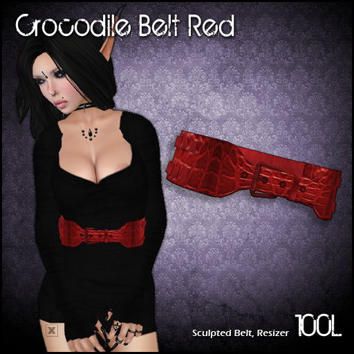 [ SAKIDE ] Crocodile Belt Red