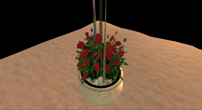 Cute pot with roses bush and animated tentacles