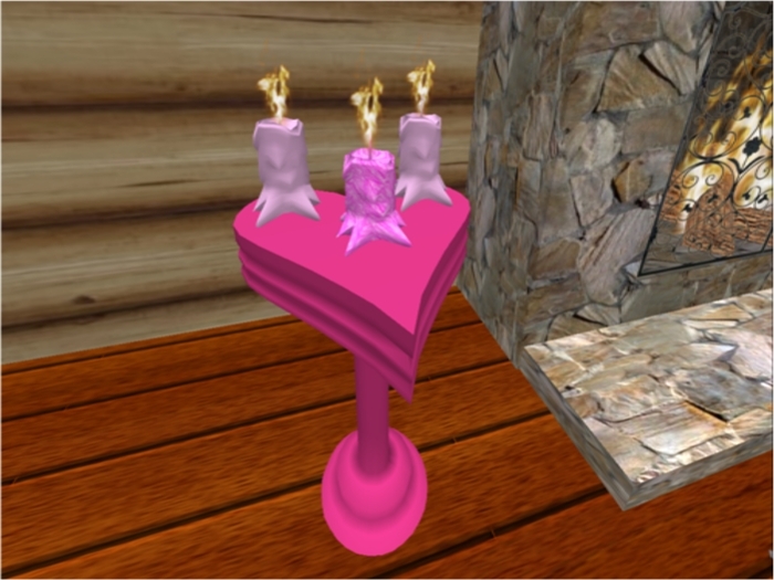 Pink Heart table w/candles (C,M)