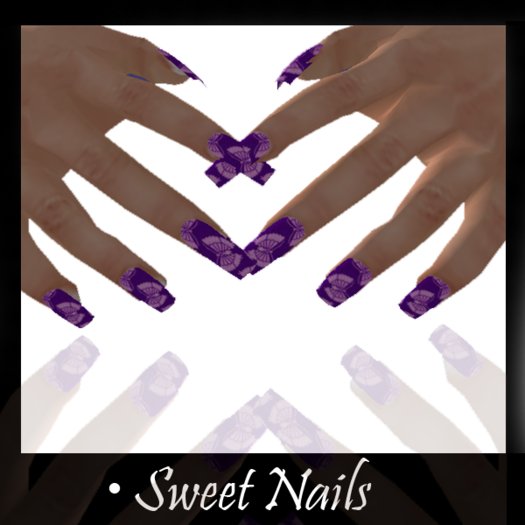 Long Nails Color Purple Butterflies collection