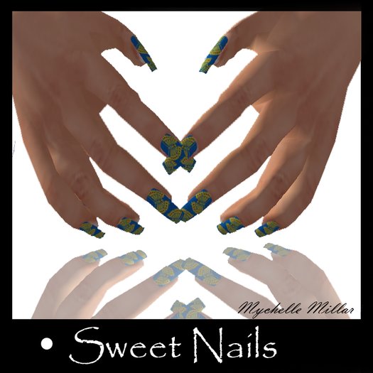 Long Nails Color Blue Butterfly Collection