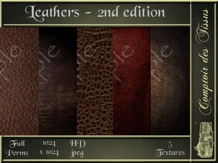 5 Leathers - 2nd edition - FULL PERMS Textures