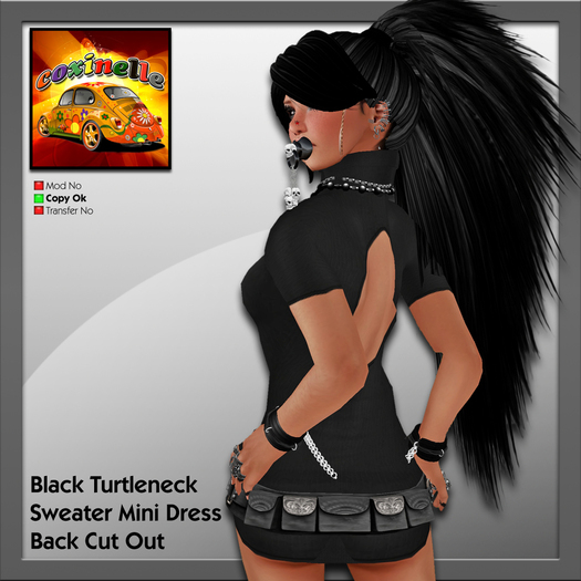 Coxi - Turtleneck Mini Dress- Black