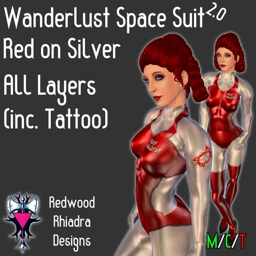 Wanderlust Space Suit, Red on Silver