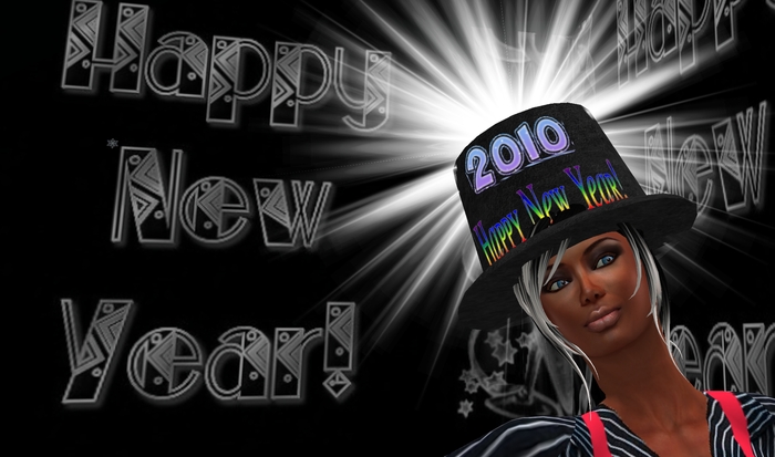 Happy New Year 2010 Hat (white light particles)