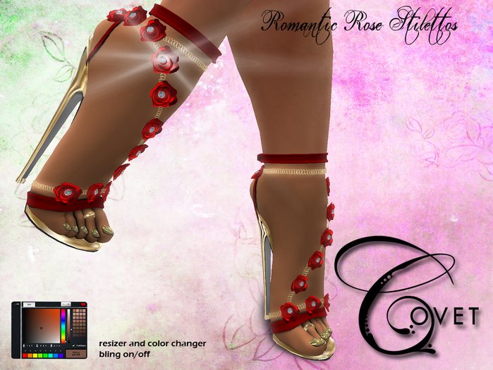 {Covet} Romantic Rose Stilettos (Gold)