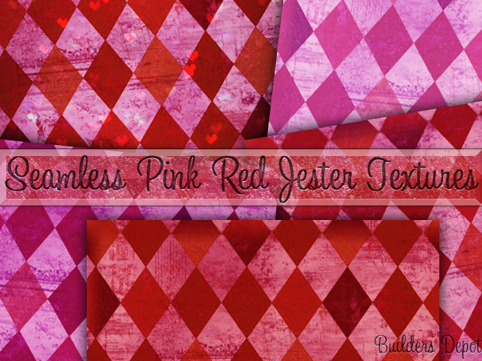 FULL PERM 5 Seamless Pink Red Jester Textures
