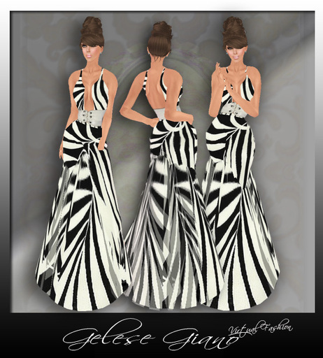 PALM Black and White Gown By Gelese Giano