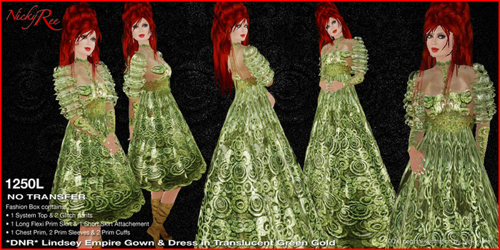 *DNR*Lindsey Svelte Gown & Pants Translucent Green Gold