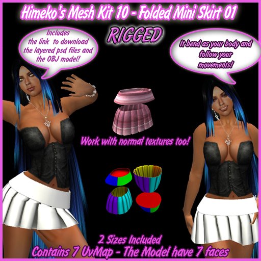 [FULL PERMS]Himeko's Mesh Kit 10 - Folded Mini Skirt 01
