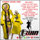 WIN Women's Boxing Robe Yellow with Black Trim