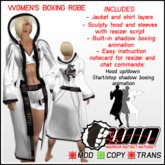 WIN Women's Boxing Robe White with Black Trim