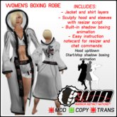 WIN Women's Boxing Robe Silver with Black Trim
