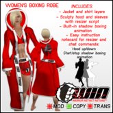 WIN Women's Boxing Robe Red with White Trim