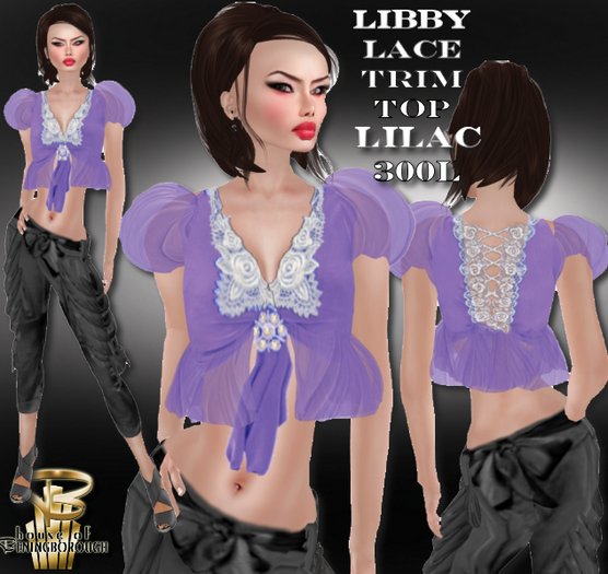 HOUSE OF BENINGBOROUGH -  LIBBY LACE TRIM TOP - LILAC