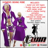 WIN Women's Boxing Robe Purple with White Trim
