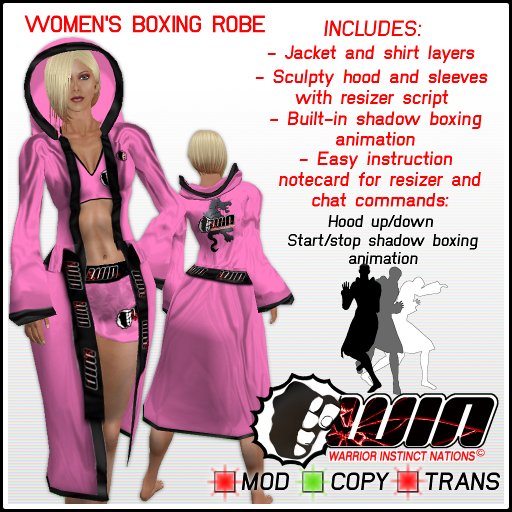 WIN Women's Boxing Robe Pink with Black Trim
