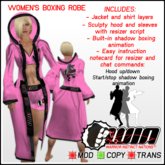WIN Women's Boxing Robe Pink with Black Trim