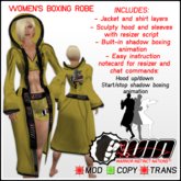 WIN Women's Boxing Robe Gold with Black Trim