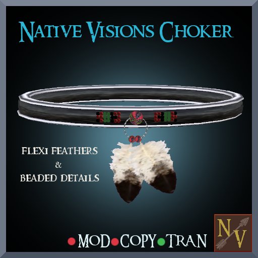(NV) Native Visions Feather Choker Collar Black Leather