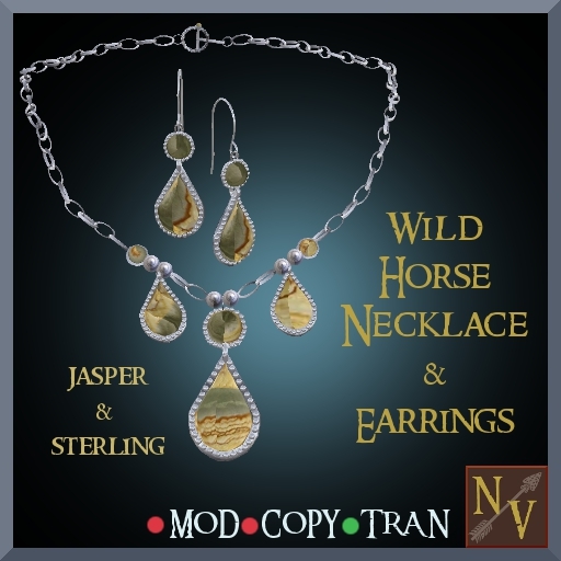 (NV) Wild Horse Jasper Sterling Silver Necklace & Earrings Set