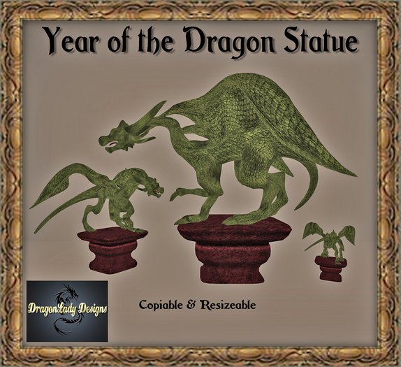 Year of the Dragon Statue - Gold (Touch to Re-size) 