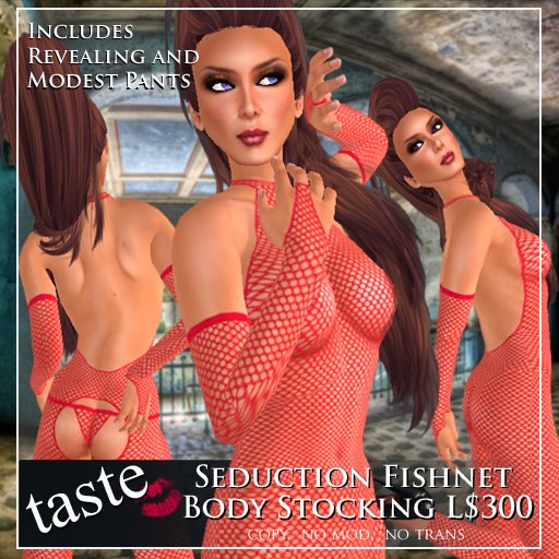 taste Seduction Fishnet Body Stocking ~ Red