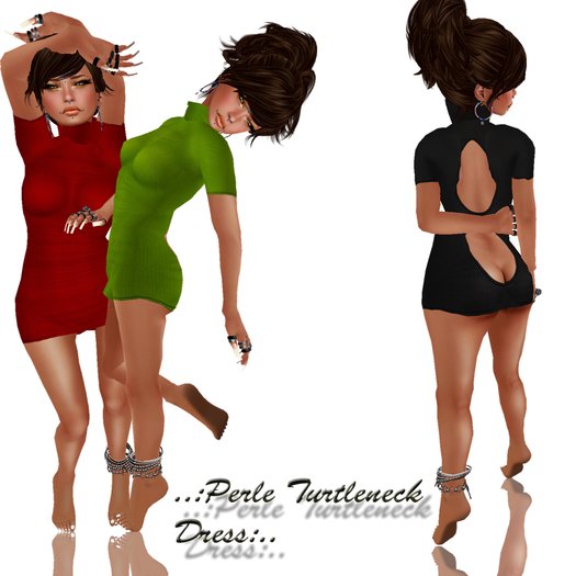 ..:Perle Turtleneck Dress Green