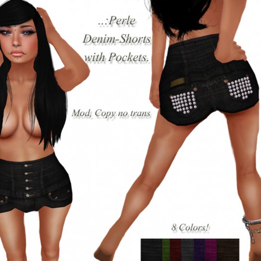 ..:Perle Denim-Shorts with Pockets