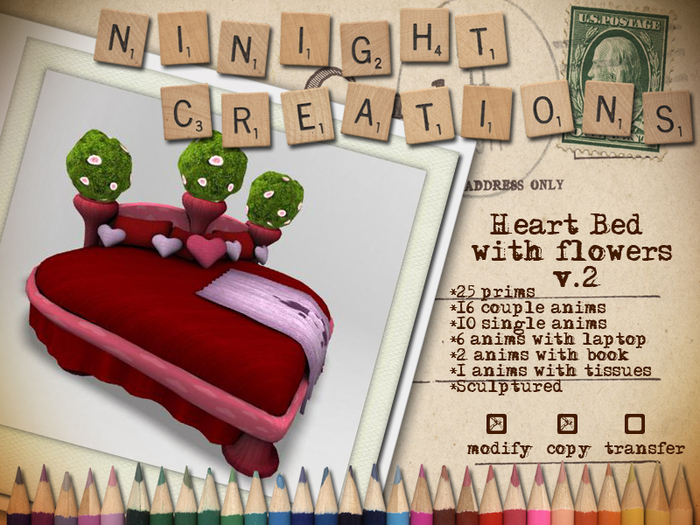 NN Heart Bed with flowers v.2