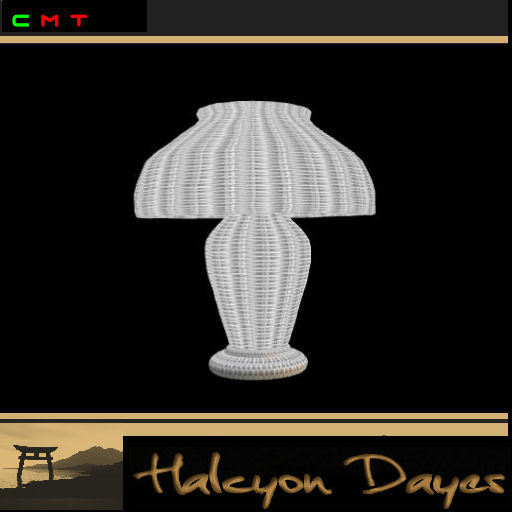 [hd] White Wicker Table Lamp (C) - boxed