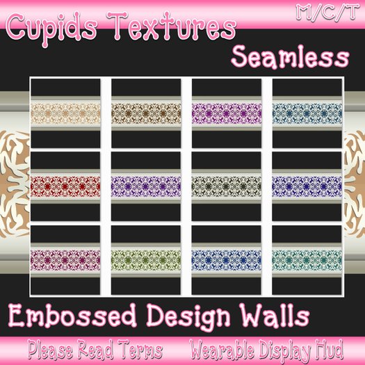 *CUPIDS* 12 EMBOSSED DESIGN WALLS SEAMLESS Textures