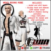 WIN Men's Boxing Robe White with Black Trim