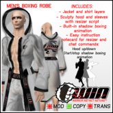 WIN Men's Boxing Robe Silver with Black Trim