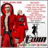 WIN Men's Boxing Robe Red with Black Trim