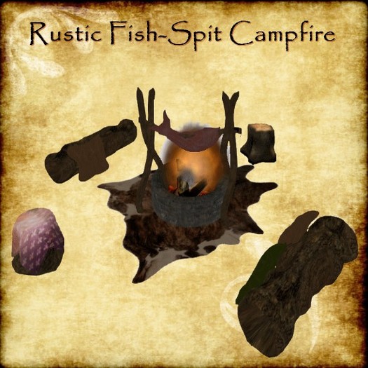 Fish Roasting Spit Campfire Rustic Meieval Camp Fire