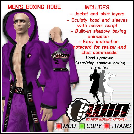 WIN Men's Boxing Robe Purple with Black Trim