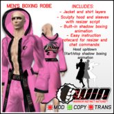 WIN Men's Boxing Robe Pink with Black Trim