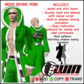 WIN Men's Boxing Robe Green with White Trim