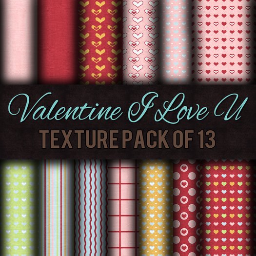 Valentine I Love YOU - Texture Set of 13