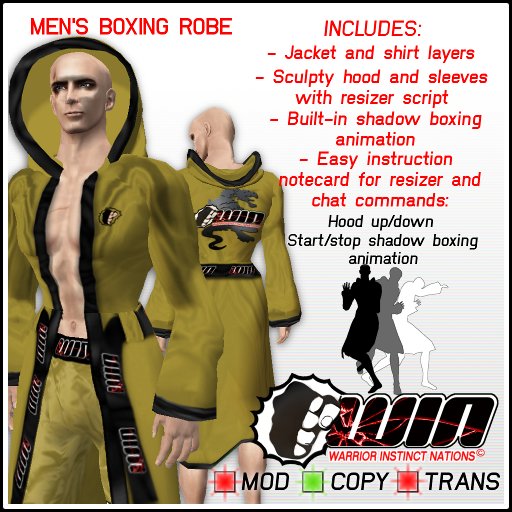 WIN Men's Boxing Robe Gold with Black Trim